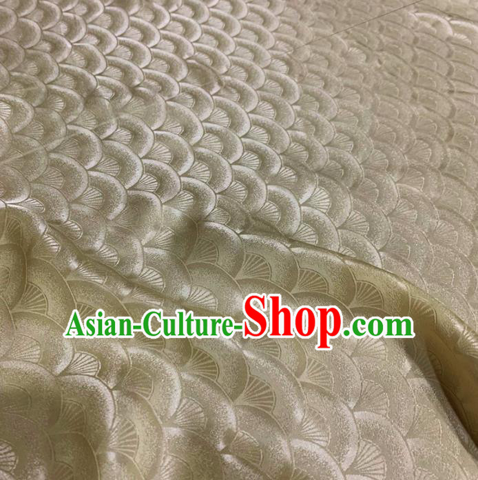 Chinese Classical Scales Pattern Beige Silk Fabric Traditional Ancient Hanfu Dress Brocade Cloth