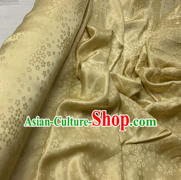Chinese Classical Plum Pattern Light Golden Silk Fabric Traditional Ancient Hanfu Dress Brocade Cloth