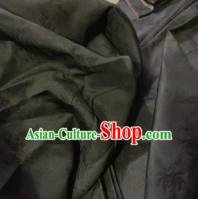 Chinese Classical Pattern Black Silk Fabric Traditional Ancient Hanfu Dress Brocade Cloth