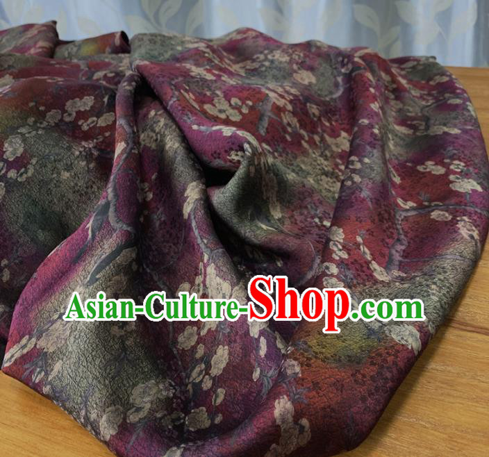 Chinese Classical Plum Pattern Purple Silk Fabric Traditional Ancient Hanfu Dress Brocade Cloth