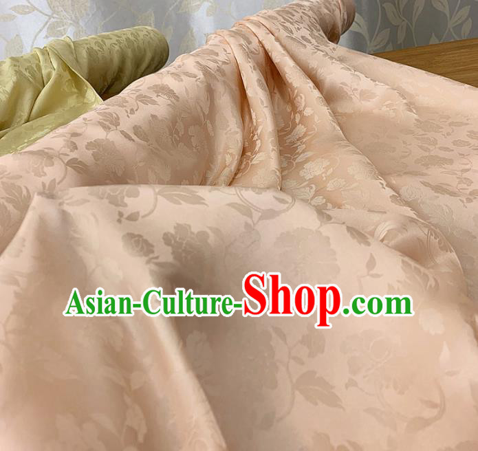 Chinese Classical Peony Pattern Light Pink Silk Fabric Traditional Ancient Hanfu Dress Brocade Cloth