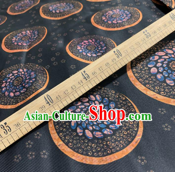 Chinese Classical Pattern Navy Silk Fabric Traditional Ancient Hanfu Dress Brocade Cloth