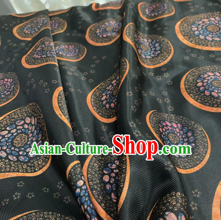 Chinese Classical Pattern Navy Silk Fabric Traditional Ancient Hanfu Dress Brocade Cloth