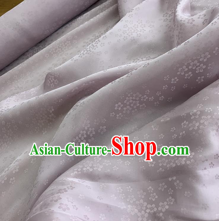 Chinese Classical Plum Pattern Lilac Silk Fabric Traditional Ancient Hanfu Dress Brocade Cloth