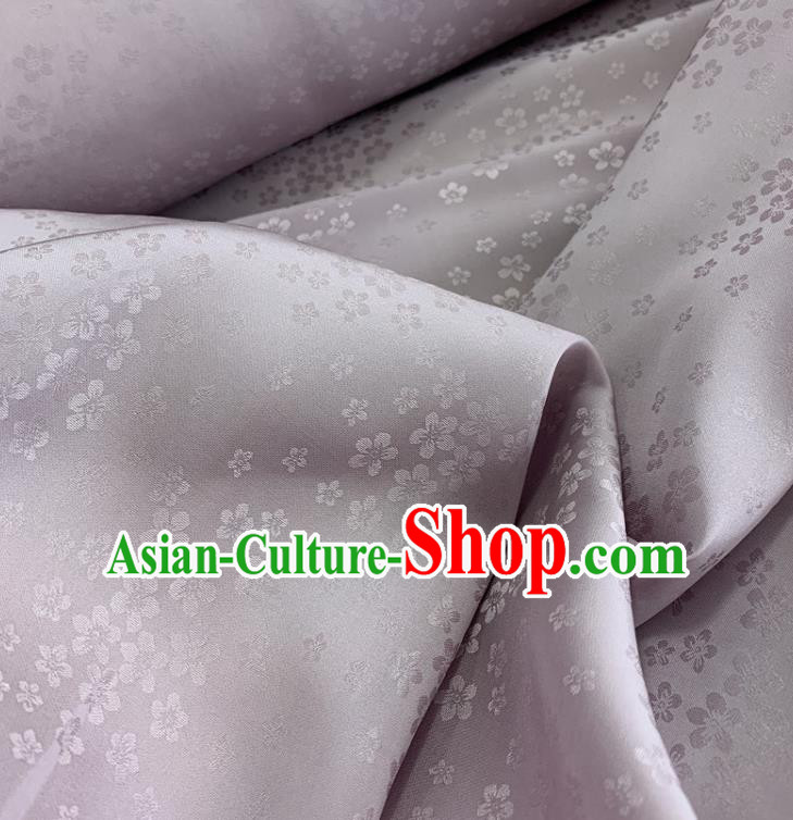 Chinese Classical Plum Pattern Lilac Silk Fabric Traditional Ancient Hanfu Dress Brocade Cloth