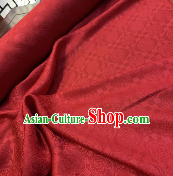 Chinese Classical Round Pattern Purplish Red Silk Fabric Traditional Ancient Hanfu Dress Brocade Cloth