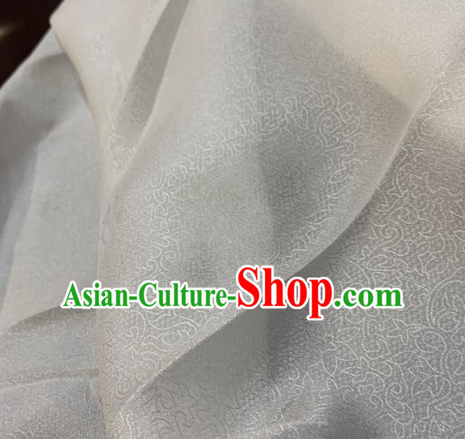 Chinese Classical Pattern White Silk Fabric Traditional Ancient Hanfu Dress Brocade Cloth