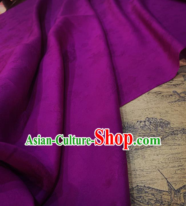 Chinese Classical Pattern Purple Silk Fabric Traditional Ancient Hanfu Dress Brocade Cloth