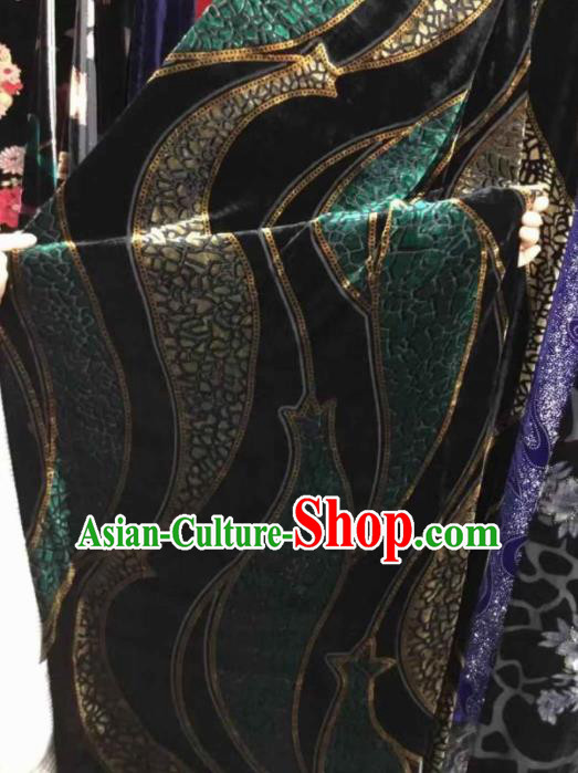 Traditional Chinese Classical Green Pattern Pleuche Fabric Ancient Cheongsam Dress Velvet Cloth