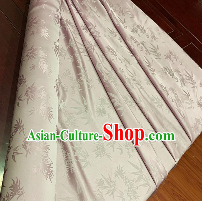 Chinese Classical Bamboo Pattern Light Purple Silk Fabric Traditional Ancient Hanfu Dress Brocade Cloth