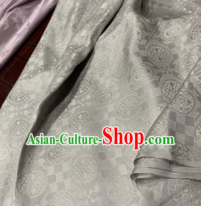 Chinese Classical Pattern Light Grey Silk Fabric Traditional Ancient Hanfu Dress Brocade Cloth