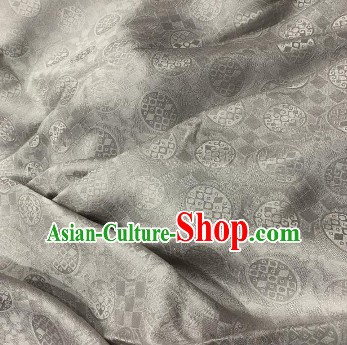 Chinese Classical Pattern Light Grey Silk Fabric Traditional Ancient Hanfu Dress Brocade Cloth