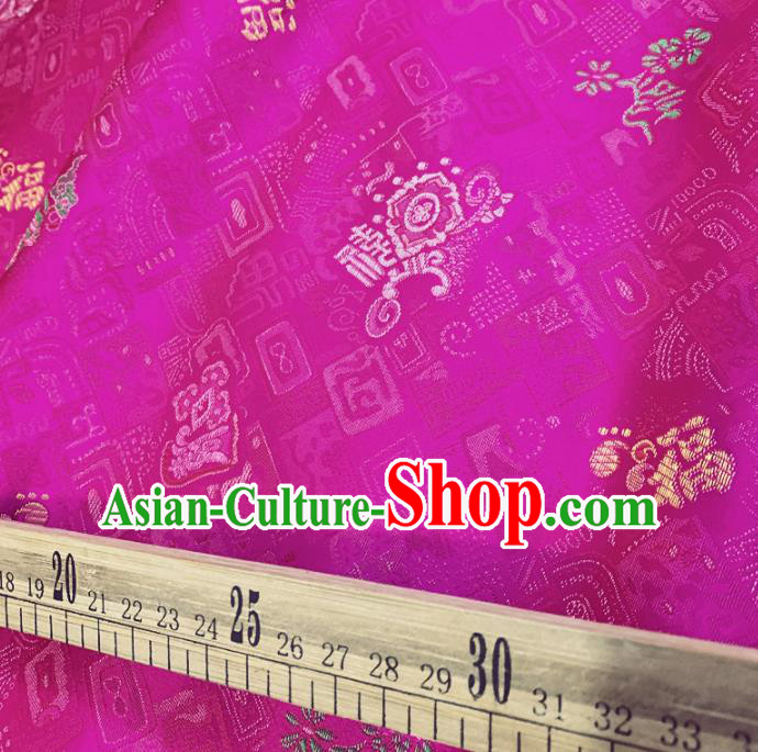 Chinese Classical Pattern Rosy Silk Fabric Traditional Ancient Hanfu Dress Brocade Cloth