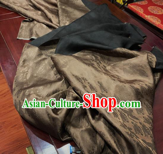 Chinese Classical Cranes Pattern Bronze Silk Fabric Traditional Ancient Hanfu Dress Brocade Cloth