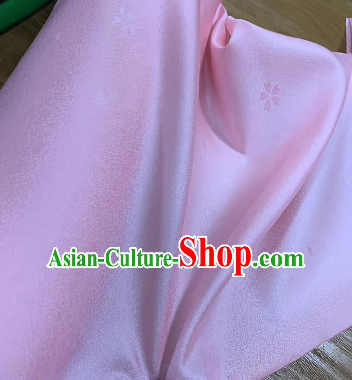 Chinese Classical Sakura Pattern Pink Silk Fabric Traditional Ancient Hanfu Dress Brocade Cloth