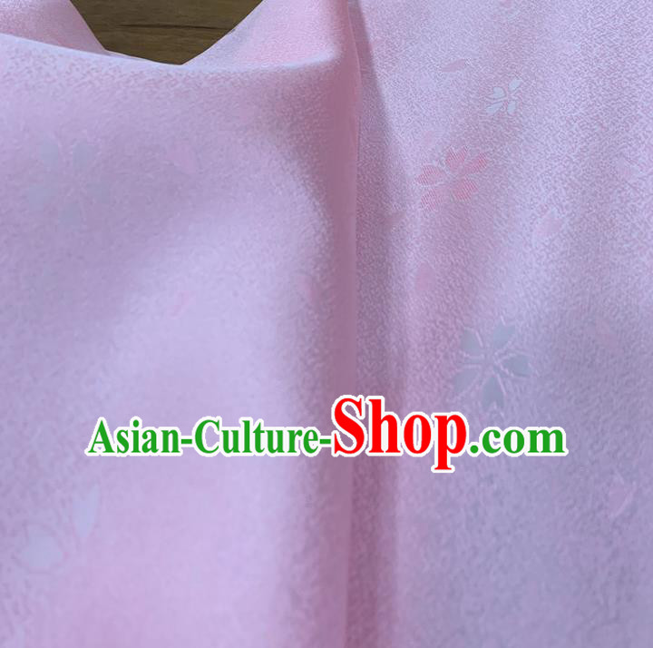 Chinese Classical Sakura Pattern Pink Silk Fabric Traditional Ancient Hanfu Dress Brocade Cloth