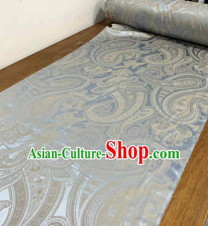 Chinese Classical Paisley Pattern Light Blue Silk Fabric Traditional Ancient Hanfu Dress Brocade Cloth