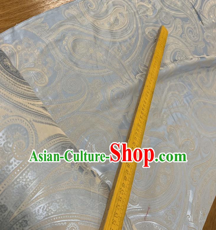Chinese Classical Paisley Pattern Light Blue Silk Fabric Traditional Ancient Hanfu Dress Brocade Cloth