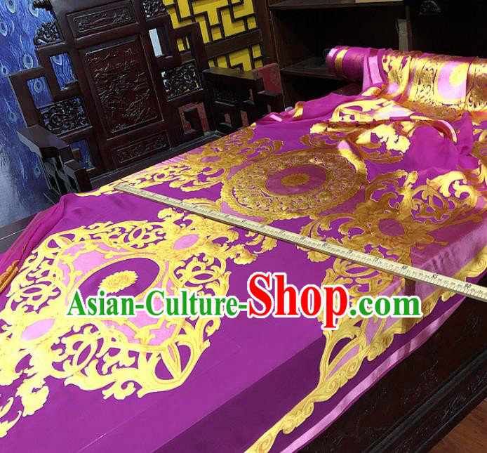 Chinese Classical Pattern Purple Silk Fabric Traditional Ancient Hanfu Dress Brocade Cloth