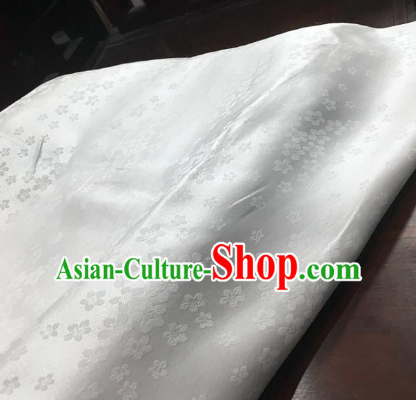 Chinese Classical Plum Pattern White Silk Fabric Traditional Ancient Hanfu Dress Brocade Cloth