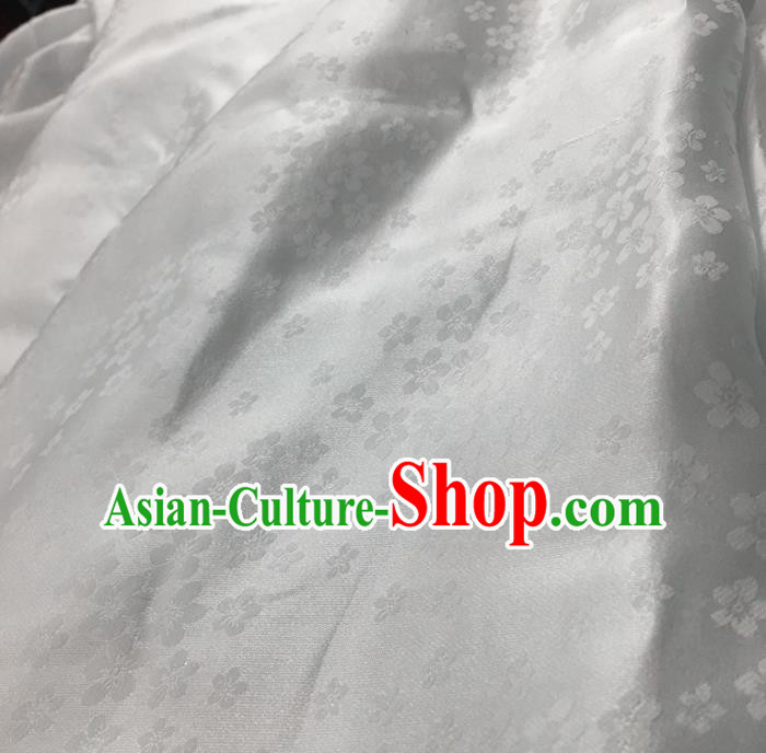 Chinese Classical Plum Pattern White Silk Fabric Traditional Ancient Hanfu Dress Brocade Cloth