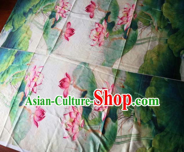 Chinese Classical Lotus Pattern Silk Fabric Traditional Ancient Hanfu Dress Brocade Cloth