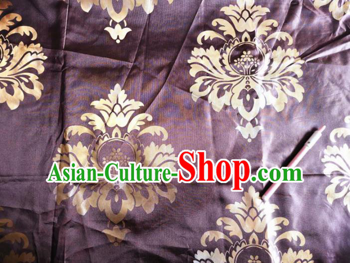 Chinese Classical Pattern Deep Purple Silk Fabric Traditional Ancient Hanfu Dress Brocade Cloth