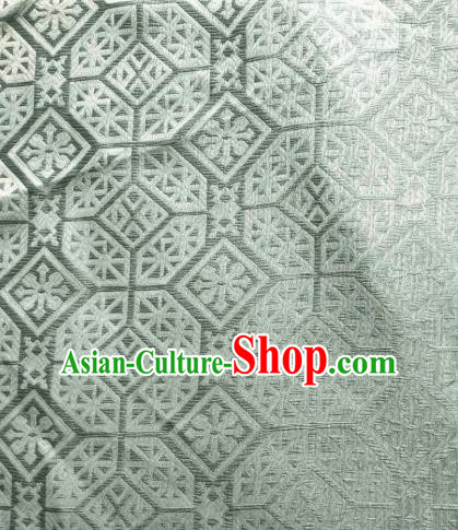 Chinese Classical Snowflake Pattern Green Silk Fabric Traditional Ancient Hanfu Dress Brocade Cloth