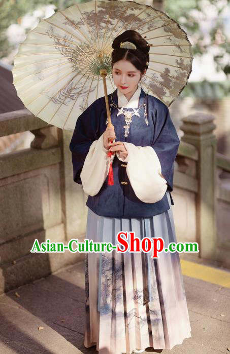 Traditional Chinese Ming Dynasty Female Winter Replica Costumes Ancient Nobility Lady Hanfu Dress for Women