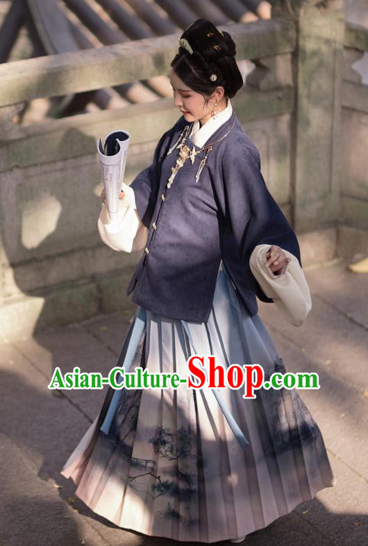 Traditional Chinese Ming Dynasty Female Winter Replica Costumes Ancient Nobility Lady Hanfu Dress for Women