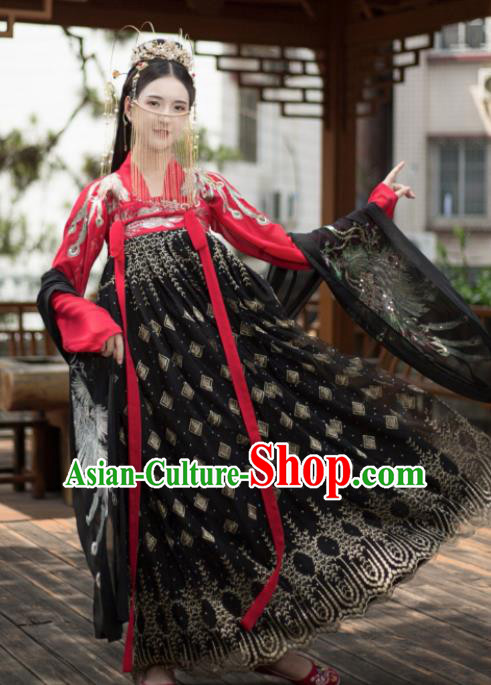 Traditional Chinese Tang Dynasty Princess Wedding Replica Costumes Ancient Nobility Lady Hanfu Dress for Women