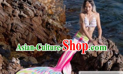 Halloween Cosplay Mermaid Colorful Fishtail Swimwear Dress Nylon Fish Tail Skirt Clothing for Women