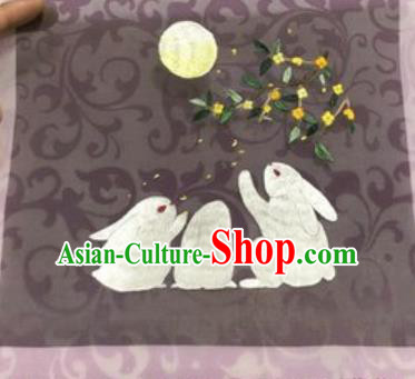 Chinese Traditional Suzhou Embroidery Moon Rabbit Cloth Accessories Embroidered Patches Embroidering Craft