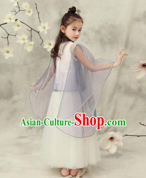 Chinese New Year Performance White Veil Qipao Dress National Kindergarten Girls Dance Stage Show Costume for Kids