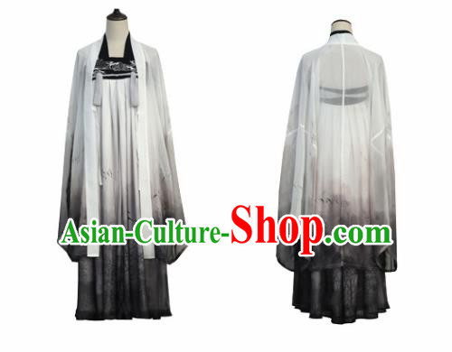 Traditional Chinese Tang Dynasty Court Lady Replica Costumes Ancient Imperial Concubine Grey Hanfu Dress for Women