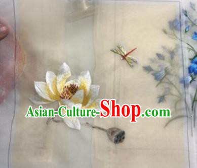 Chinese Traditional Suzhou Embroidery Dragonfly Lotus Cloth Accessories Embroidered Patches Embroidering Craft