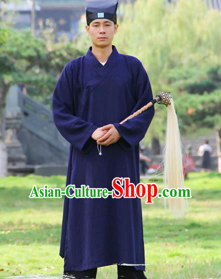 Chinese Traditional Martial Arts Robe Royalblue Priest Frock Kung Fu Taoist Priest Tai Chi Costume for Men