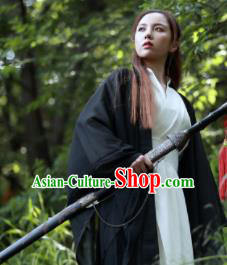 Chinese Traditional Wudang Taoist Nun Black Cloak Martial Arts Outfits Kung Fu Tai Chi Costume for Women