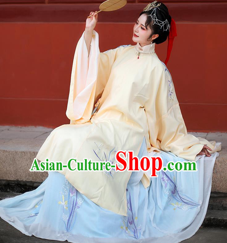 Traditional Chinese Ming Dynasty Palace Countess Embroidered Hanfu Dress Ancient Imperial Consort Replica Costume for Women