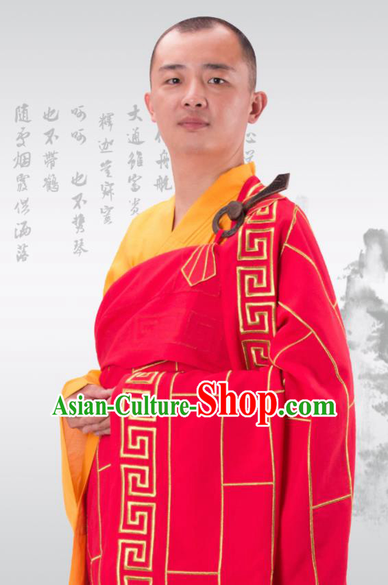 Traditional Chinese Monk Costume Buddhists Rosy Cassock Clothing for Men