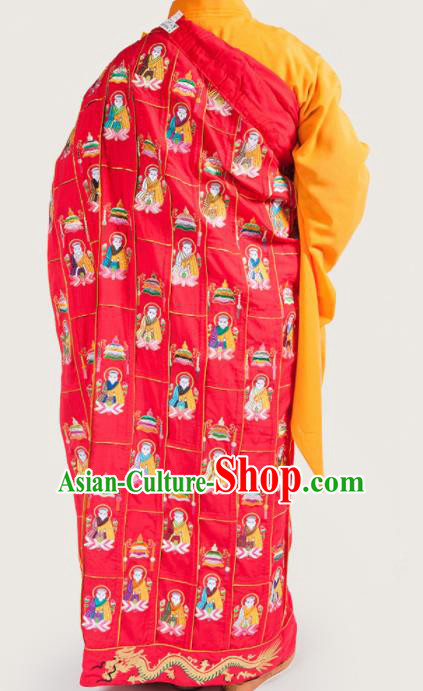 Traditional Chinese Monk Costume Buddhists Abbot Red Cassock Clothing for Men