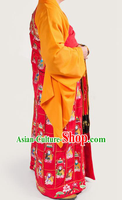 Traditional Chinese Monk Costume Buddhists Abbot Red Cassock Clothing for Men