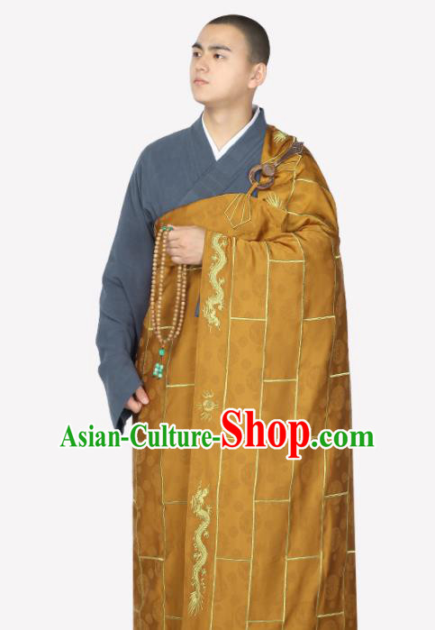 Traditional Chinese Monk Costume Buddhists Brownness Cassock for Men