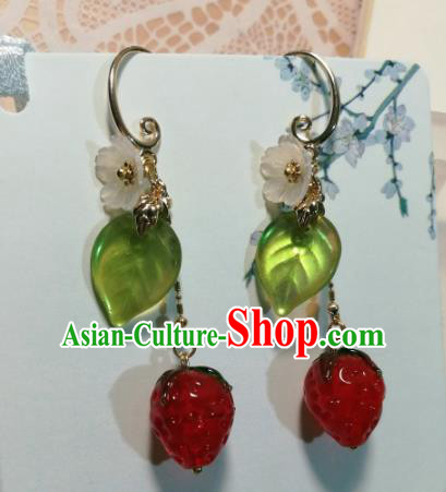 Traditional Chinese Classical Strawberry Earrings Hanfu Jewelry Accessories for Women