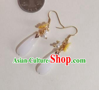 Traditional Chinese Classical White Earrings Hanfu Jewelry Accessories for Women