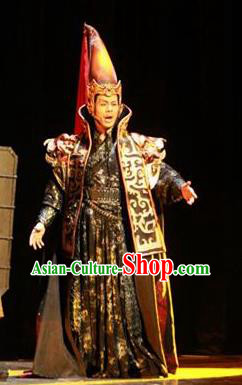 The Book of Songs Cai Wei Traditional Chinese Ancient General Stage Performance Costumes and Headwear for Men