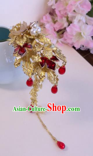 Traditional Chinese Classical Maple Leaf Tassel Hairpins Ancient Hanfu Hair Accessories for Women