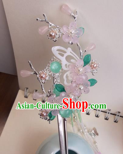 Traditional Chinese Classical Plum Butterfly Tassel Hairpins Ancient Hanfu Hair Accessories for Women