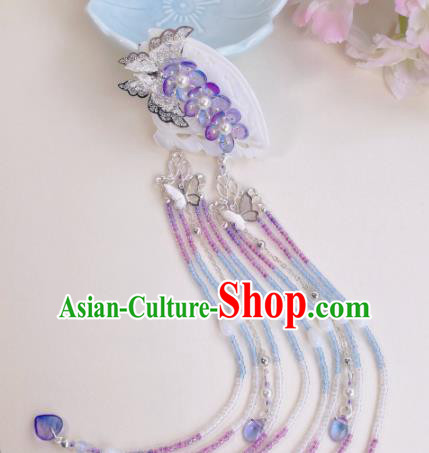 Traditional Chinese Classical Tassel Shell Hair Claw Hairpins Ancient Hanfu Hair Accessories for Women