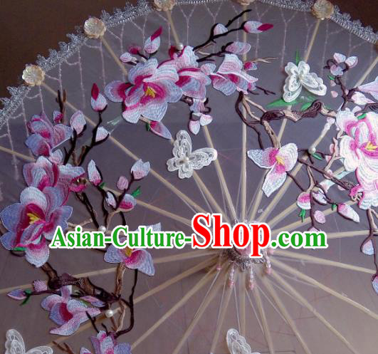 Traditional Chinese Classical Embroidered Flowers Umbrella Ancient Hanfu Tassel Umbrellas for Women